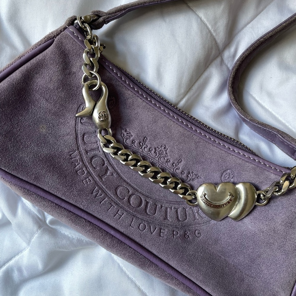 VINTAGE Juicy Couture Suede Lilac Shoulder Bag with Charms